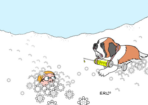 Cartoon: Rettung (medium) by Erl tagged politik,corona,virus,pandemie,covid19,zweite,welle,lawine,rettung,lawinenhund,bernhardiner,impfstoff,schnee,berge,karikatur,erl,politik,corona,virus,pandemie,covid19,zweite,welle,lawine,rettung,lawinenhund,bernhardiner,impfstoff,schnee,berge,karikatur,erl