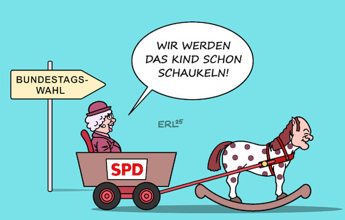 Cartoon: SPD-Zugpferd (medium) by Erl tagged politik,spd,kanzlerkandidat,olaf,scholz,zugpferd,bundestagswahl,schaukelpferd,karikatur,erl,politik,spd,kanzlerkandidat,olaf,scholz,zugpferd,bundestagswahl,schaukelpferd,karikatur,erl