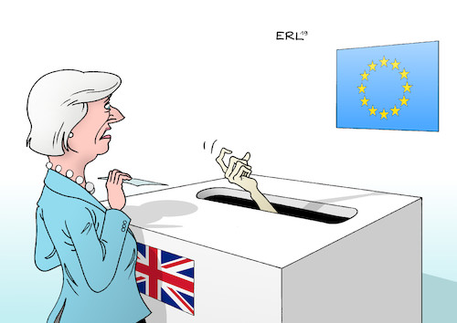 Cartoon: Theresa May an der Wahlurne (medium) by Erl tagged politik,brexit,großbritannien,gb,uk,austritt,eu,umsetzung,chaos,premierministerin,theresa,may,europawahl,strafe,denkzettel,wahlurne,karikatur,erl,politik,brexit,großbritannien,gb,uk,austritt,eu,umsetzung,chaos,premierministerin,theresa,may,europawahl,strafe,denkzettel,wahlurne,karikatur,erl
