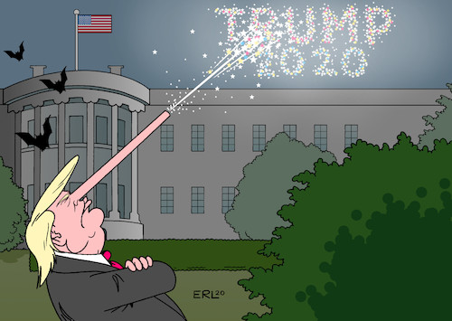 Cartoon: Trump 2020 (medium) by Erl tagged politik,usa,wahl,präsidentschaft,präsident,donald,trump,wahlkampf,lügen,lüge,wahrheit,alternative,fakten,rechtspopulismus,nationalismus,rassismus,republikaner,nominierung,feuerwerk,nase,pinocchio,karikatur,erl,politik,usa,wahl,präsidentschaft,präsident,donald,trump,wahlkampf,lügen,lüge,wahrheit,alternative,fakten,rechtspopulismus,nationalismus,rassismus,republikaner,nominierung,feuerwerk,nase,pinocchio,karikatur,erl