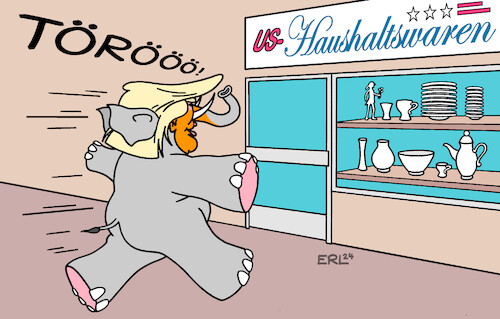 Cartoon: Trump Haushalt (medium) by Erl tagged politik,usa,haushalt,trump,republikaner,verweigerung,zustimmung,shutdown,elefant,porzellanladen,karikatur,erl,politik,usa,haushalt,trump,republikaner,verweigerung,zustimmung,shutdown,elefant,porzellanladen,karikatur,erl