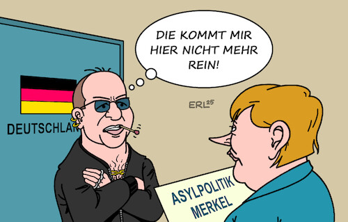 Cartoon: Türsteher (medium) by Erl tagged politik,innenminister,dobrindt,csu,abwicklung,asylpolitik,merkel,cdu,zurückweisung,türsteher,karikatur,erl,politik,innenminister,dobrindt,csu,abwicklung,asylpolitik,merkel,cdu,zurückweisung,türsteher,karikatur,erl