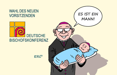Cartoon: Überraschung (medium) by Erl tagged politik,religion,glaube,katholizismus,deutsche,bischofskonferenz,wahl,vorsitz,heiner,wilmer,mann,zölibat,karikatur,erl,politik,religion,glaube,katholizismus,deutsche,bischofskonferenz,wahl,vorsitz,heiner,wilmer,mann,zölibat,karikatur,erl