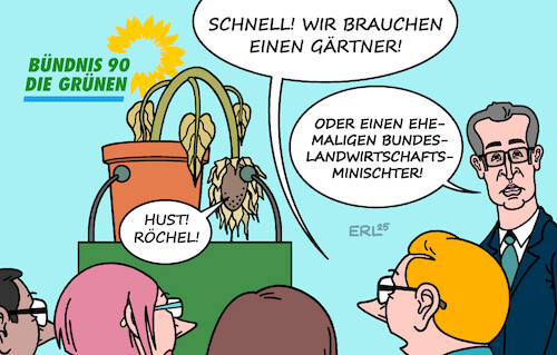Cartoon: Grünen-Parteitag (medium) by Erl tagged politik,parteitag,bündnis90,die,grünen,grüne,umfragetief,sonnenblume,landtagswahl,baden,württemberg,cem,özdemir,karikatur,erl,politik,parteitag,bündnis90,die,grünen,grüne,umfragetief,sonnenblume,landtagswahl,baden,württemberg,cem,özdemir,karikatur,erl