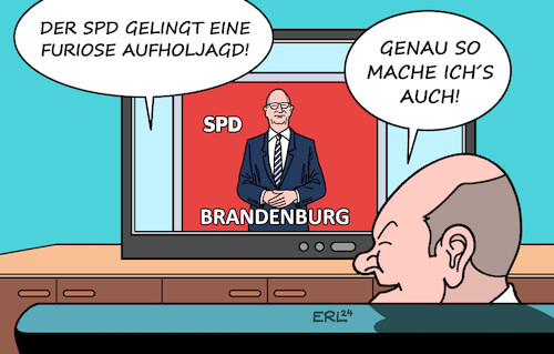 Cartoon: Vorbild (medium) by Erl tagged politik,wahl,brandenburg,sieger,dietmar,woidke,spd,aufholjagd,vorbild,scholz,bundestagswahl,karikatur,erl,politik,wahl,brandenburg,sieger,dietmar,woidke,spd,aufholjagd,vorbild,scholz,bundestagswahl,karikatur,erl