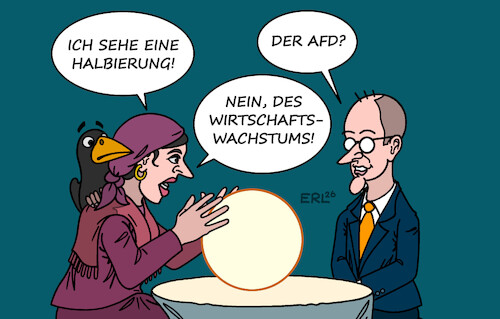 Cartoon: Vorhersage (medium) by Erl tagged politik,wirtschaft,wirtschaftsinstitut,prognose,wirtschaftswachstum,halbierung,kanzler,merz,wählerstimmen,afd,karikatur,erl,politik,wirtschaft,wirtschaftsinstitut,prognose,wirtschaftswachstum,halbierung,kanzler,merz,wählerstimmen,afd,karikatur,erl