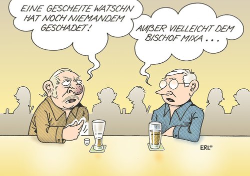 Cartoon: Watschn (medium) by Erl tagged watschn,ohrfeige,schaden,bischof,mixa