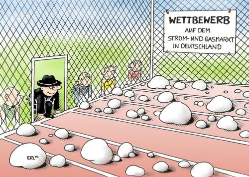 Cartoon: Wettbewerb (medium) by Erl tagged strom,gas,markt,wettbewerb,deutschland,oligopol,monopol,strom,gas,markt,wettbewerb,deutschland,monopol,energie,anbieter