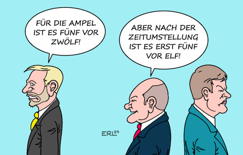 Cartoon: Wieviel Zeit bleibt der Ampel? (medium) by Erl tagged politik,ampel,steuerschätzung,haushalt,streit,ultimatum,lindner,scholz,habeck,zeitumstellung,karikatur,erl,politik,ampel,steuerschätzung,haushalt,streit,ultimatum,lindner,scholz,habeck,zeitumstellung,karikatur,erl