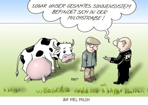Cartoon: zu viel Milch (medium) by Erl tagged milch,bauer,kuh,quote,eu,milchpreis,milchstraße,milch,preise,milchpreise,bauernhof,bauer,landwirtschaft,eu,quote,kuh,kühe,lebensmittel