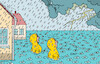 Cartoon: Angst (small) by Erl tagged politik,wetter,regen,starkregen,süddeutschland,baden,württemberg,bayern,hochwasser,wasser,fluss,bach,flut,menschen,angst,regenwolken,klima,klimawandel,erderwärmung,karikatur,erl