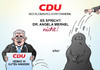 Cartoon: CDU Meck-Pomm (small) by Erl tagged wahl,landtagswahl,mecklenburg,vorpommern,cdu,angst,afd,rechtspopulismus,flüchtlinge,flüchtlingspolitik,bundeskanzlerin,angela,merkel,wahlkampf,hilfe,bremsklotz,verstecken,burka,abrücken,lorenz,caffier,karikatur,erl