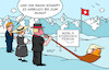 Cartoon: Davos (small) by Erl tagged politik,weltwirtschaftsforum,world,economic,forum,davos,schweiz,trump,groenland,zerstörung,weltordnung,alphorn,mond,karikatur,erl