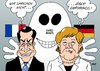 Cartoon: Ein Gespenst geht um in Europa (small) by Erl tagged europa,eu,euro,schulden,krise,treffen,merkel,sarkozy,deutschland,frankreich,eurobonds,anleihen,kredit,zinsen,währung