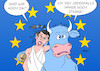 Cartoon: EU Frankreich II (small) by Erl tagged frankreich,wahl,präsidentschaftswahl,präsident,präsidentin,emmanuel,macron,en,marche,neoliberalismus,europafreundlich,marine,le,pen,front,national,rechtsextremismus,rechtspopulismus,europafeindlich,eu,europa,stier,angst,schlag,ende,sterne,sehen,flagge,karikatur,erl