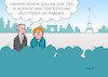 Cartoon: Faux Pas (small) by Erl tagged politik,frankreich,nationalfeiertag,militär,eu,europäische,verteidigung,gemeinsam,macron,merkel,zittern,zitteranfälle,karikatur,erl