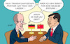 Cartoon: First Date (small) by Erl tagged politik,kanzler,merz,besuch,china,xi,beziehung,handel,fairness,alternative,trump,usa,first,date,partner,karikatur,erl
