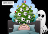 Cartoon: Fußball EM (small) by Erl tagged fußball,em,europameisterschaft,frankreich,vorfreude,weihnachten,christbaum,angst,terror,gespenst,alptraum,karikatur,erl