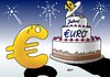Cartoon: Hopp oder Topp (small) by Erl tagged euro,10,zehn,jahre,jubiläum,geburtstag,krise,entscheidung,überleben,scheitern,hopp,oder,topp,torte,überraschung,silvester,neujahr