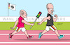 Cartoon: Kleiner Scherz bei Stabübergabe (small) by Erl tagged politik,regierung,wechsel,wahl,bundeskanzler,stabübergabe,scholz,merz,ampel,scherz,karikatur,erl