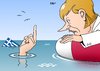 Cartoon: Lebenszeichen (small) by Erl tagged griechenland,schulden,krise,euro,eu,merkel,besuch,protest,demonstration,rettungsschirm,hilfe,rettungsring,geld,zeit,währung