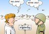 Cartoon: Merkel in Afghanistan (small) by Erl tagged bundeskanzlerin,angela,merkel,besuch,afghanistan,truppe,soldat,krieg,ehre,sold,ehrensold,wulff