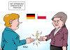 Cartoon: Merkel Szydlo (small) by Erl tagged besuch,beata,szydlo,ministerpräsidentin,polen,deutschland,bundeskanzlerin,angela,merkel,spannung,spannungen,flüchtlinge,aufnahme,solidarität,justiz,medien,reform,nationalismus,kritik,karikatur,erl