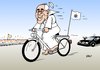 Cartoon: Papa mobil (small) by Erl tagged papst franziskus papamibil fahrrad armut bescheidenheit kirche glaube liebe sicherheitskräfte