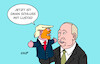 Cartoon: Trump Putin (small) by Erl tagged politik,verhältnis,usa,russland,trump,umdenken,putin,aggressor,krieg,angriff,ukraine,handpuppe,karikatur,erl