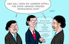 Cartoon: Ukraine-Appell (small) by Erl tagged politik,brandenburg,spd,sachsen,thüringen,cdu,koalition,bsw,sahra,wagenknecht,appell,frieden,ukraine,frisur,karikatur,erl