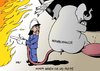 Cartoon: USA (small) by Erl tagged usa,schulden,haushalt,pleite,schuldengrenze,streit,demokraten,republikaner,welt,wirtschaft,krise,zündschnur,bombe,feuer,feuerwehr,schlauch,elefant