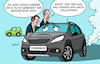 Cartoon: Verbrenner-Aus (small) by Erl tagged politik,klima,klimawandel,erderwärmung,co2,auto,verbrenner,aus,eu,aufweichung,abschaffung,merz,macron,nachteil,elektroauto,karikatur,erl