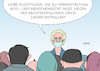 Cartoon: von der Leyen (small) by Erl tagged politik,eu,asylrecht,werte,menschenrechte,humanität,versagen,grenze,griechenland,türkei,flüchtlinge,rechtspopulismus,ausfall,veranstaltungen,coronavirus,karikatur,erl