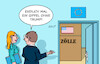 Cartoon: Zu früh gefreut (small) by Erl tagged politik,nato,trump,schmeicheleien,verbiegung,eu,gipfel,zölle,usa,karikatur,erl