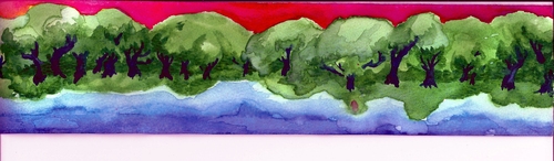 Cartoon: Forests desde Trees (medium) by robobenito tagged forests,watercolor,rainbow,colors,trees,green,sky,river,water,landscape,nature,evening,morning,day,paint