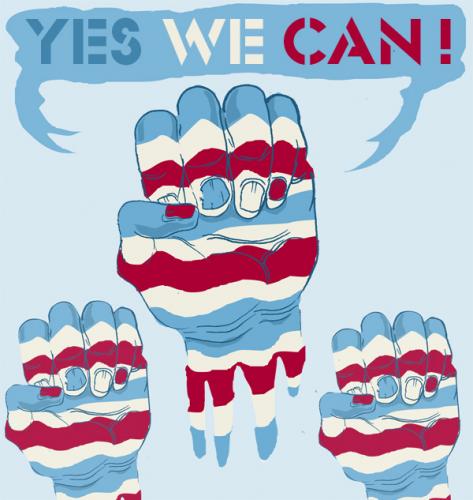 Cartoon: YES WE CAN!!! (medium) by John Bent tagged us,election,2008,barack,obama,yes,we,can