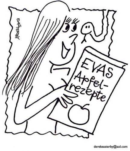 Cartoon: Apfel Rezepte (medium) by EASTERBY tagged eve,apple,snake,cookbooks,rezeptbooks
