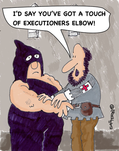 Cartoon: Executioners Elbow (medium) by EASTERBY tagged executions,first,aid