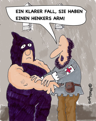 Cartoon: Henkers Arm (medium) by EASTERBY tagged executions,first,aid