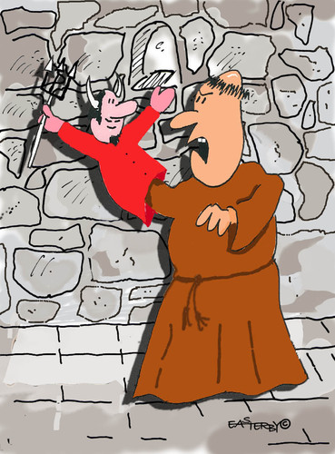 Cartoon: Holy Orders 12 (medium) by EASTERBY tagged glove,puppets,monks,devils