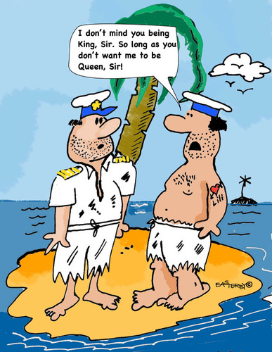 Cartoon: Island King (medium) by EASTERBY tagged shipwrecked,sailors,desertislands