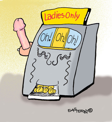 Cartoon: Ladies only Slot machine (medium) by EASTERBY tagged machines,slot,gamblers,lady