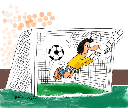 Cartoon: own goal (medium) by EASTERBY tagged football,goalkeepers