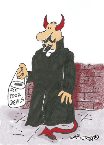 Cartoon: Poor devils (medium) by EASTERBY tagged devil,begging,collecting,money