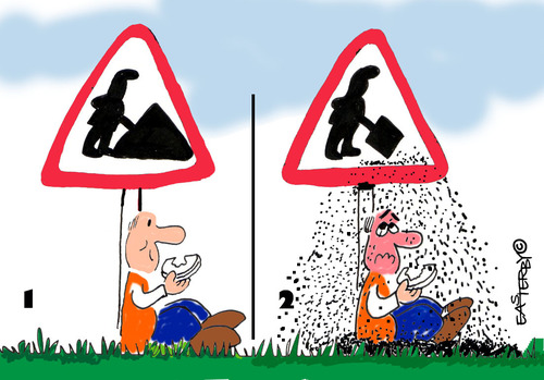 Cartoon: Road Signs 1 (medium) by EASTERBY tagged road,works,signs