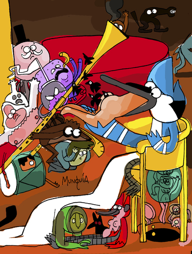 Cartoon: a regular Show (medium) by Munguia tagged hieronymus,bosch,garden,of,earthly,delights,hell,mordecai