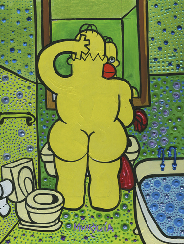 Cartoon: Botero Simpson (medium) by Munguia tagged homer,simpson,botero,bath,mirror,espejo,naked