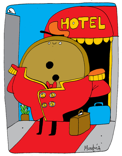 Cartoon: Botones (medium) by Munguia tagged botones,hotel,munguia,calcamunguias,lobby,hall