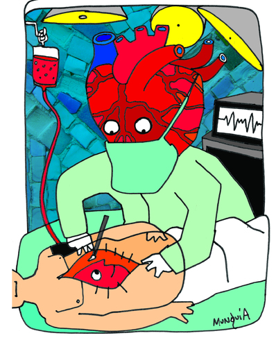 Cartoon: DR Heart (medium) by Munguia tagged munguia,calcamunguia,corazon,heart,operation,operacion,doctor,cirujano,cirujia