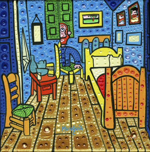 Cartoon: El Cuarto de Van Gogh (medium) by Munguia tagged cuarto,quarter,van,gogh,arles,room,bedroom,parody,famous,paintings,iconic,spoof,art,classic,fine